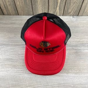Chicago Blackhawks NHL Retro 80s Cold Steel On Ice Trucker Cap Hockey Beer